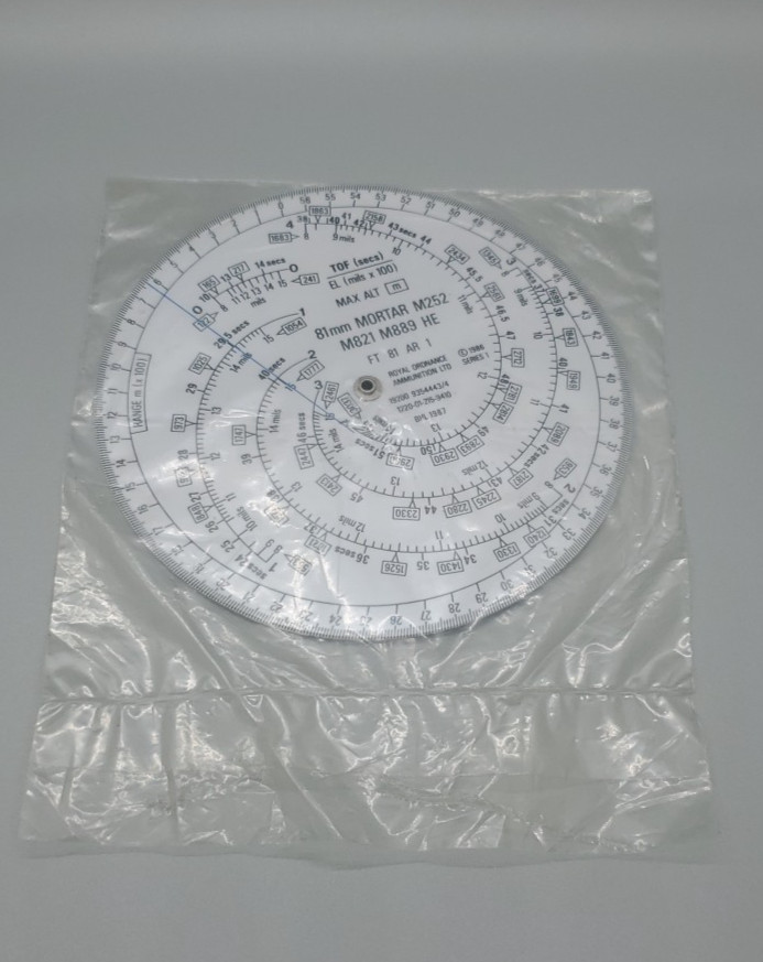 M252 -81mm Mortar Firing Table/Circular Firing Scale (1986 ) Never Opened
