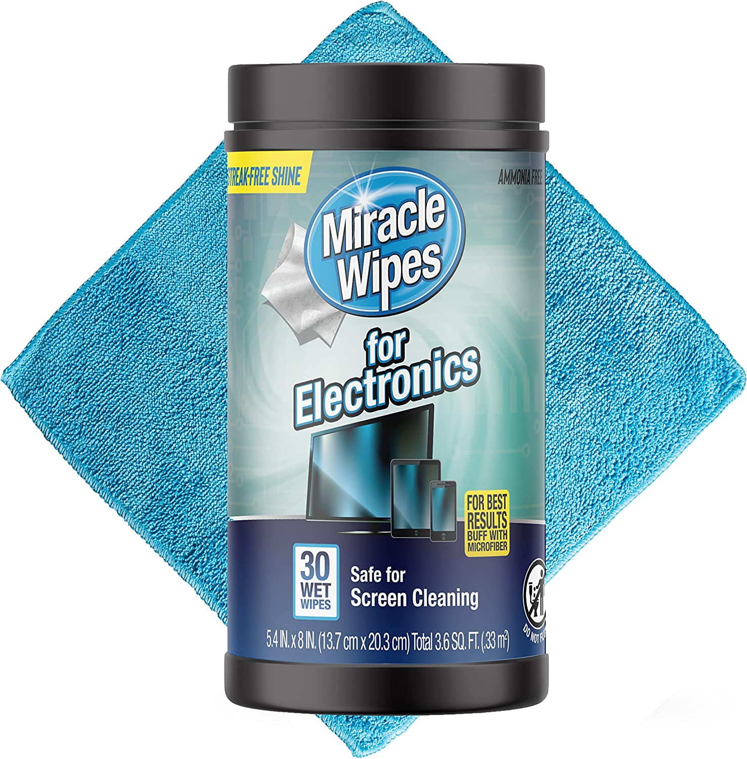 Miraclewipes for Electronics Cleaning - Screen Wipes Designed for TV, 30 Count