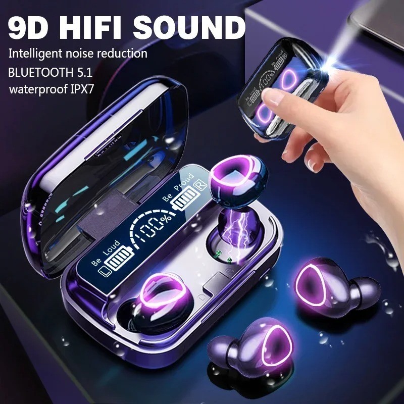 TWS Bluetooth Earbuds Waterproof Bluetooth 5.1 Headset Noise Cancelling Wireless