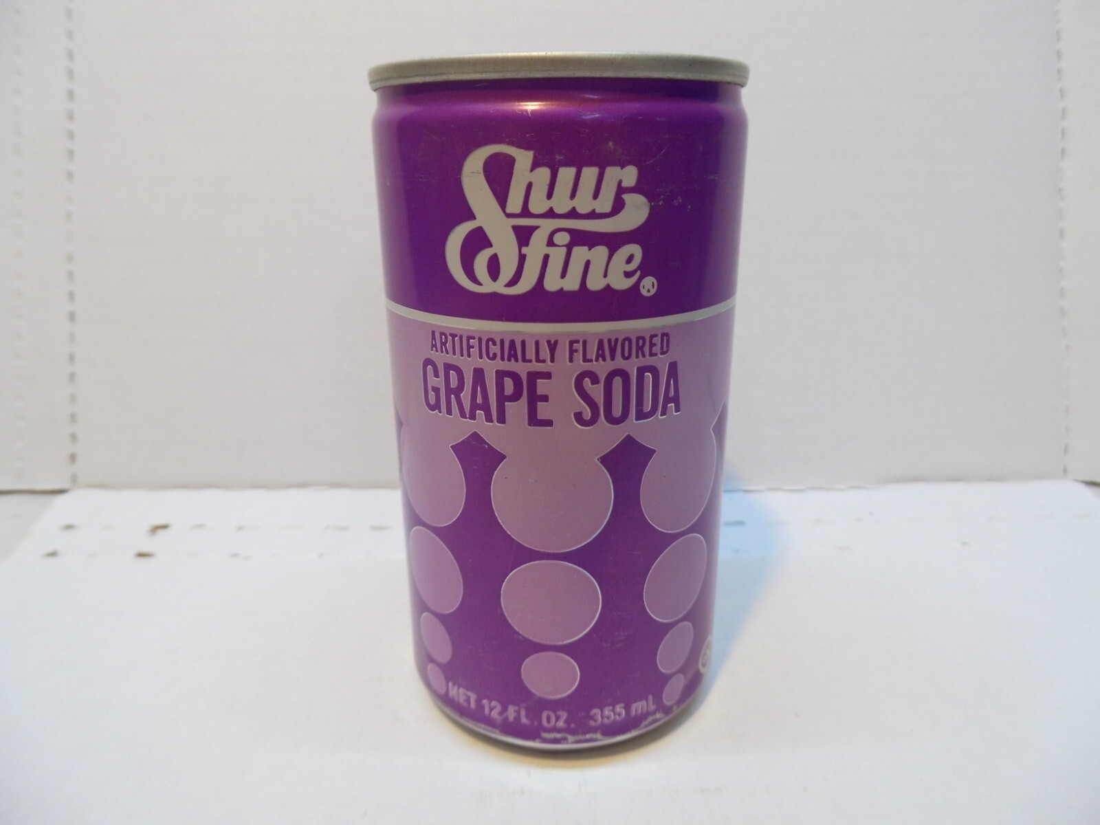 SHUR FINE GRAPE ALUM STA~TOP SODA CAN~SHURFINE CENTRAL CORP., NORTHLAKE, ILL. #3