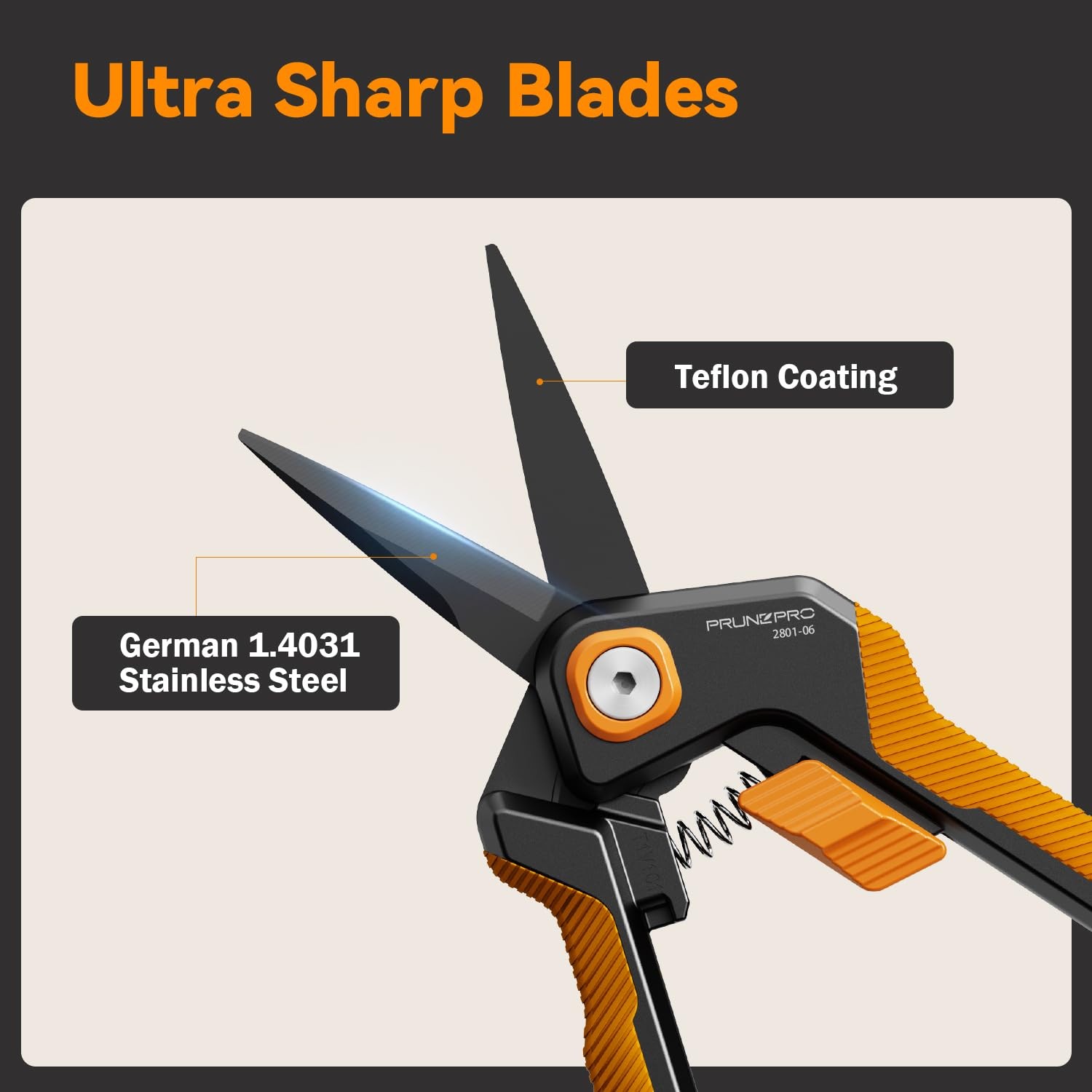 PrunePro Pruning Shears Gardening Scissors Set Professional Hand Orange