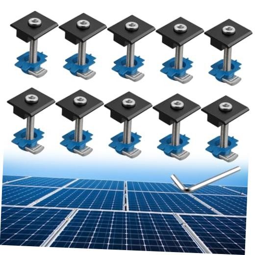 10pcs Solar Panels Mid Clamps for Unistrut, Aluminium 1.37" 1.57"(40mm) Black