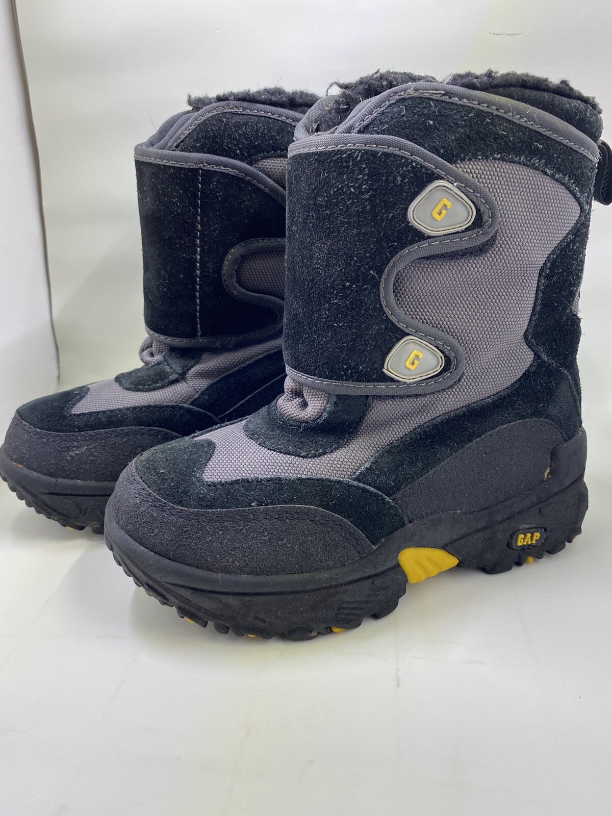 Gap Insulated Snow Boots Unisex Youth Sz 11 Black Leather/ Synthetic Kids (Tu38)