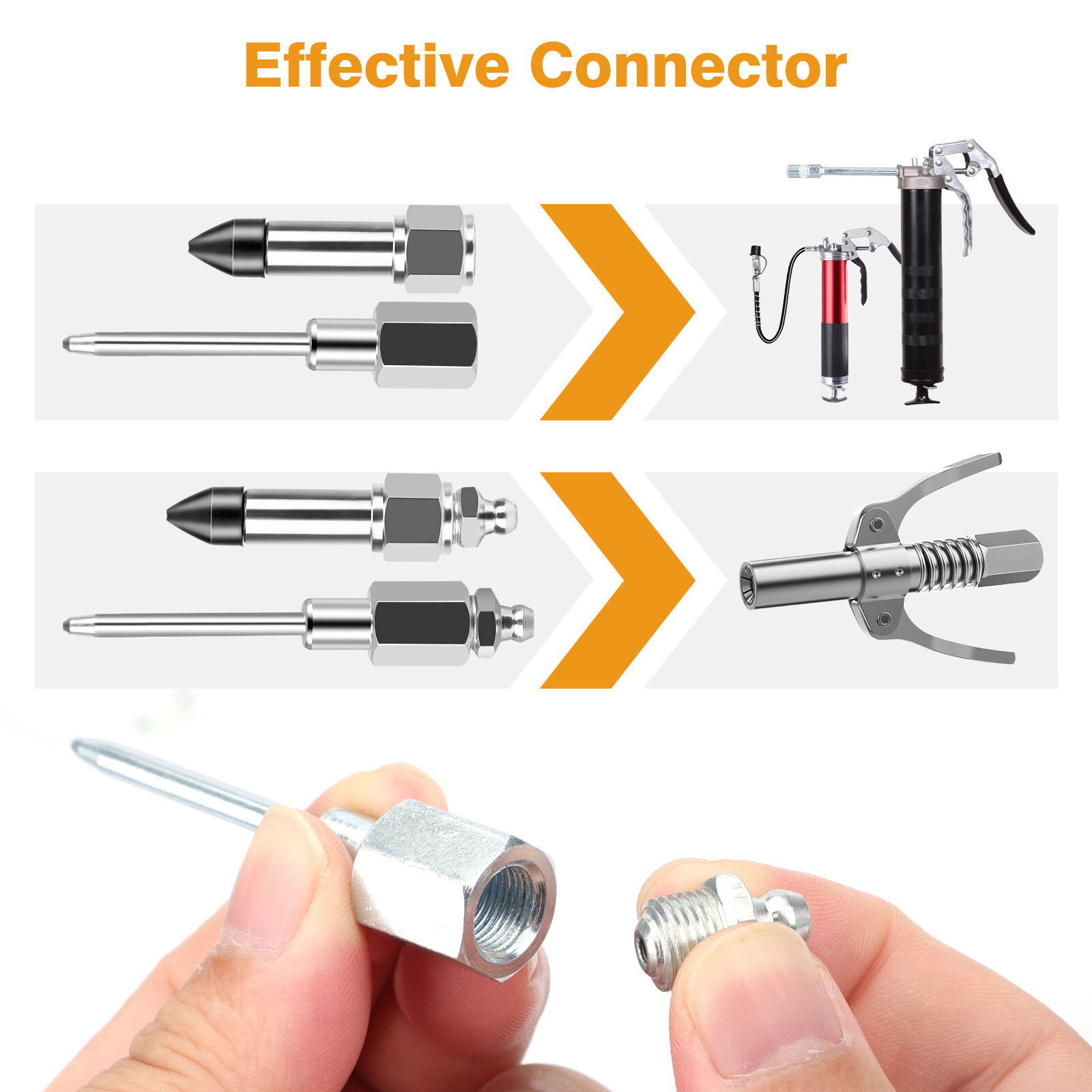 Grease Gun Injector Needle Nozzle Dispenser Rubber Joint Fitting Accessories Set
