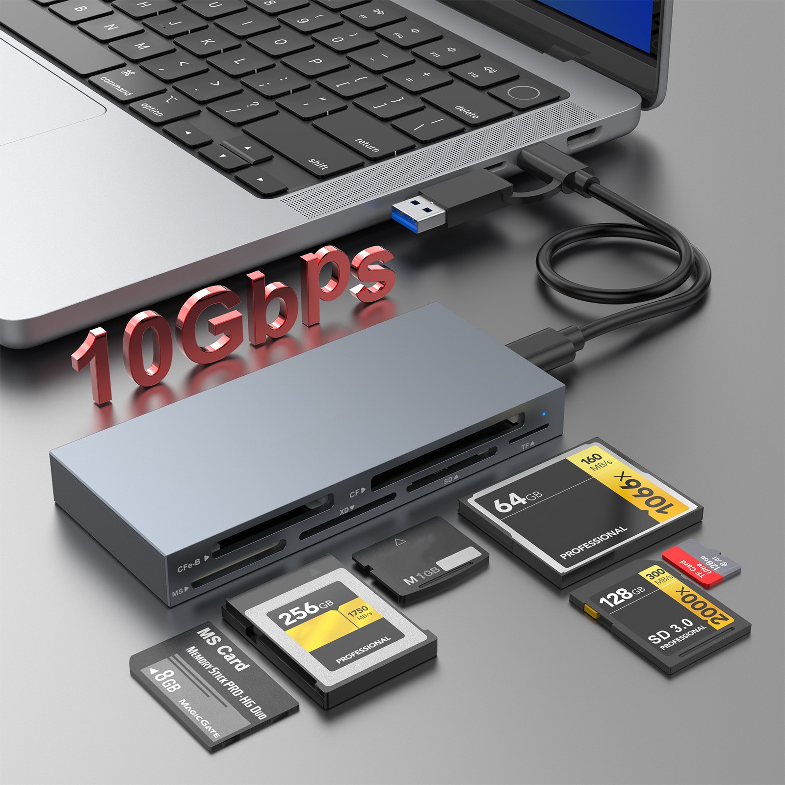USB 3.2 Gen2 10Gbps CFexpress Type B/CF/MS/XD/SD/TF 6 IN 1 Multi Card Reader