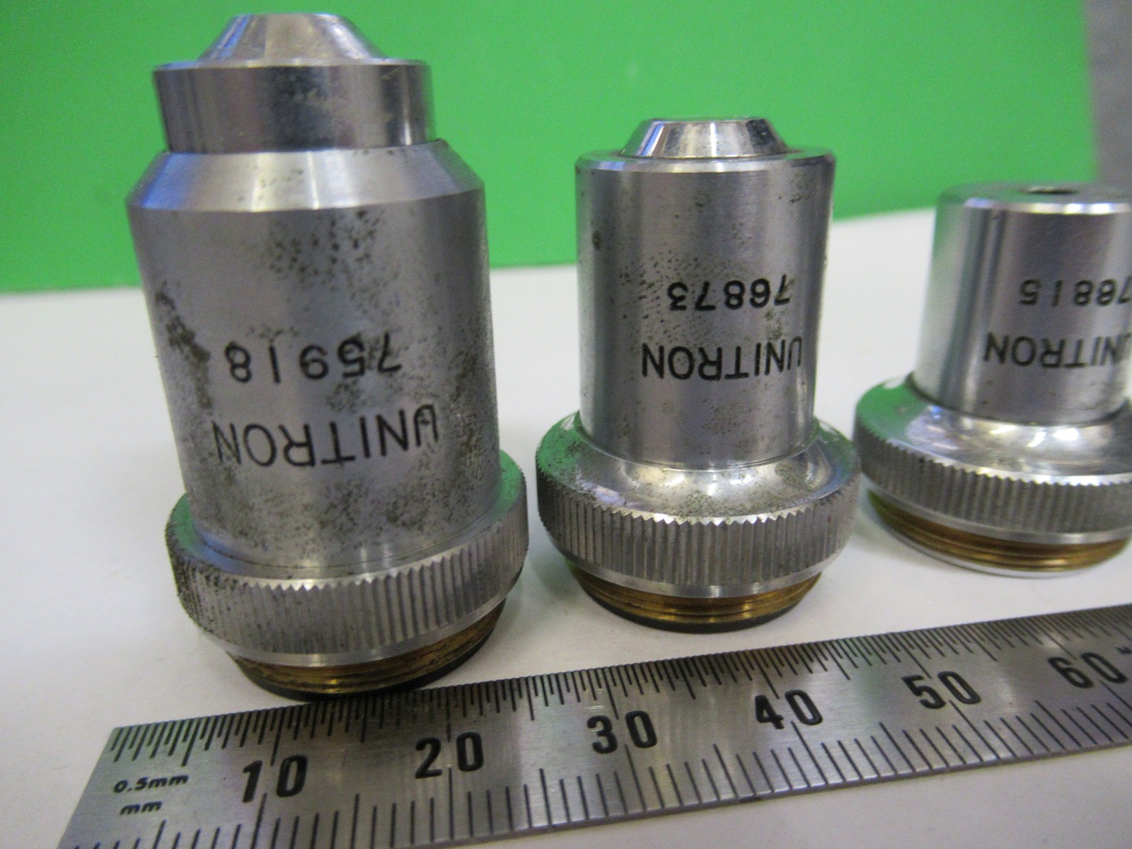 LOT UNITRON OBJECTIVES 4X 10X 40X OPTICS MICROSCOPE PART AS PICTURED V3-A-58