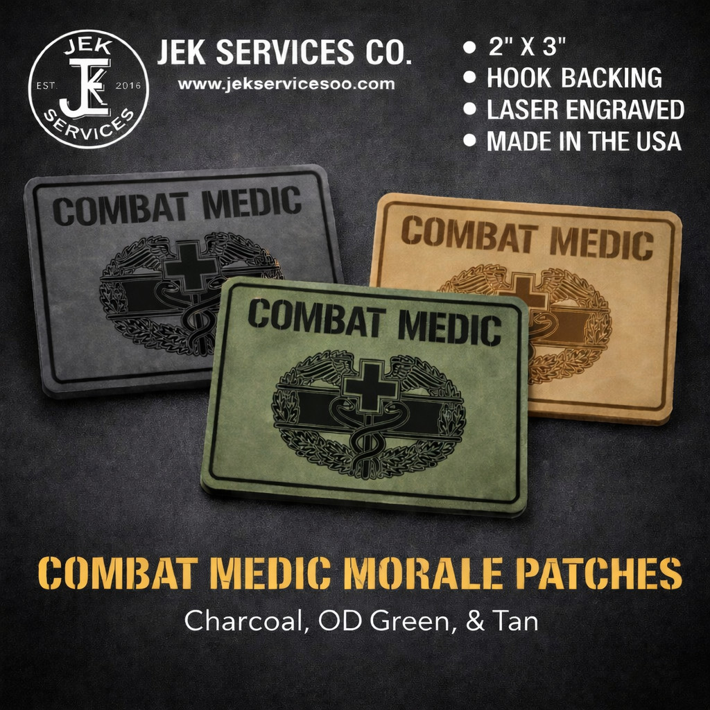 Combat Medic Morale Patch – 2” x 3” | Laser Engraved Hook & Loop Tactical Patch