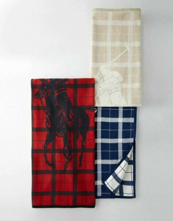 Polo RALPH LAUREN Blanket 50 x 70 Cotton Polo Pony Player