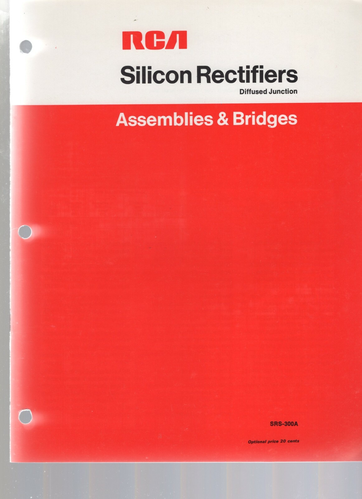 RCA Silicon Rectifiers Diffused Junction Assemblies & Bridges SRS-300A 1970