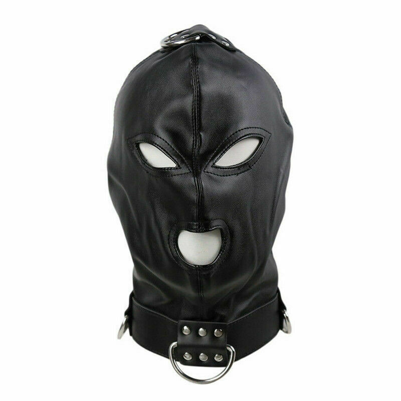 Adult unisex full Hooded Head Mask PU Leather Masquerade club Cosplay adjustable