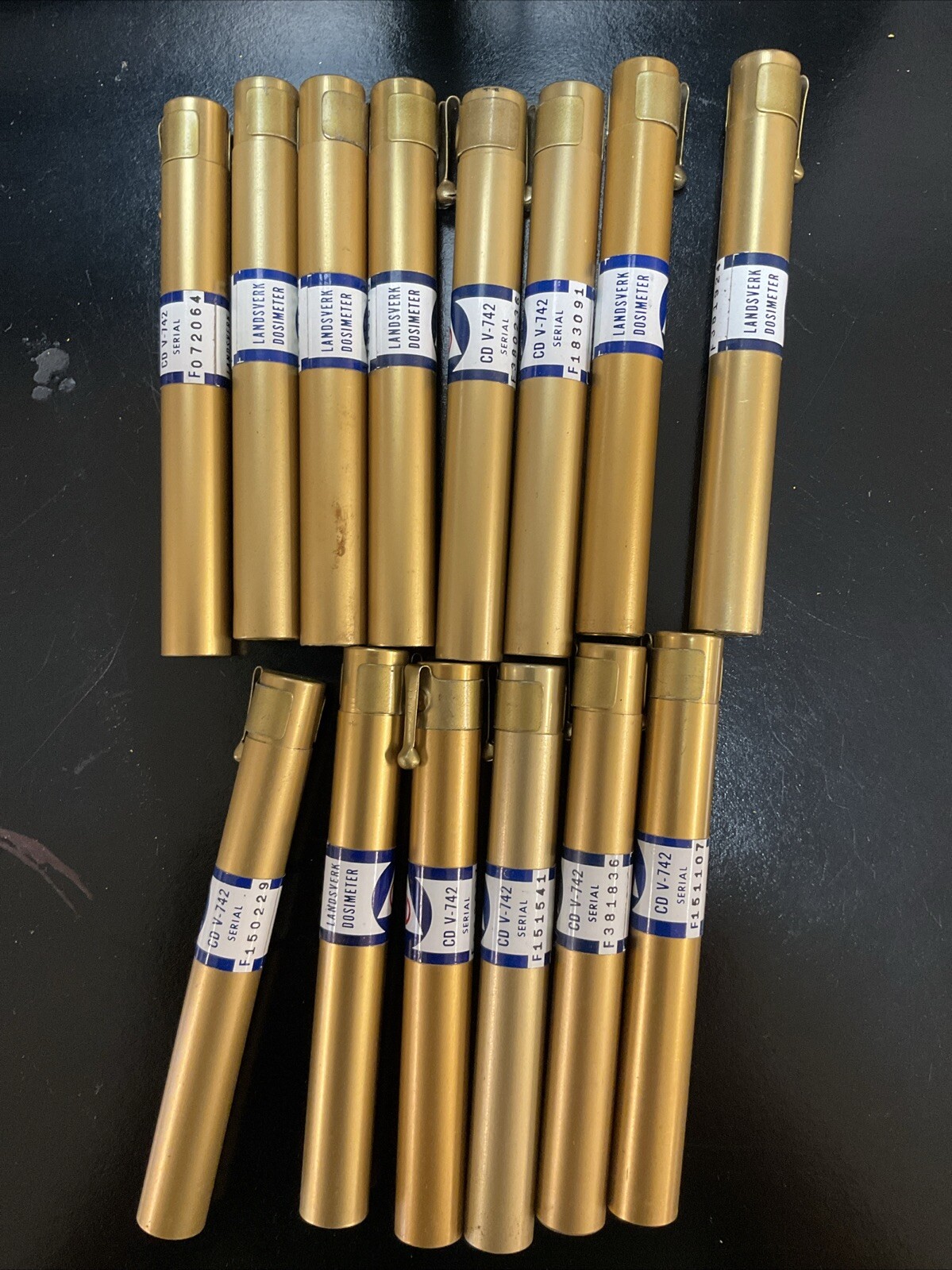 Lot of 14 Civil Defense Radiological Fiber Pocket Dosimeter CD V-742 UNTESTED