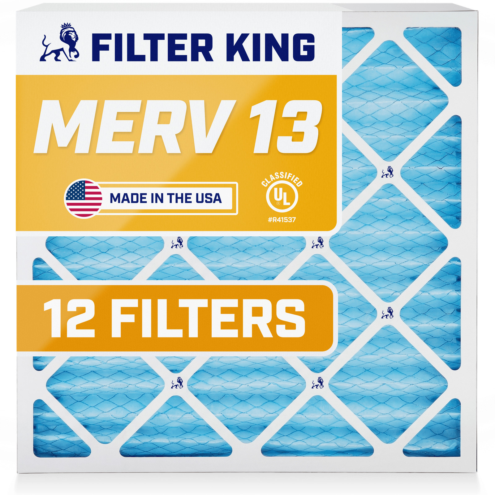 Filter King 20x20x1 Air Filter 12-PACK MERV 13 Actual Size 19.5 x 19.5 x .75"