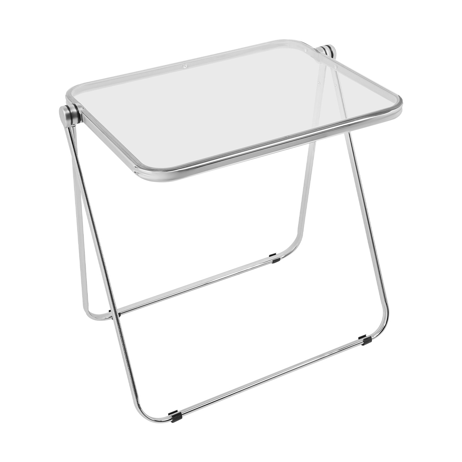 Silver& Clear Foldable Side Table Tiny Computer Desk for Home Office Indoor