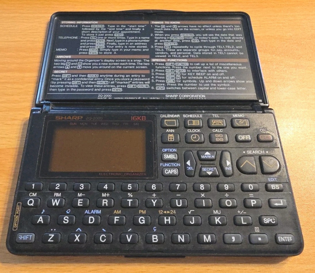 SHARP Electronic Organizer 16KB Memory Works Well Schedule Calendar TEL Memo Tim