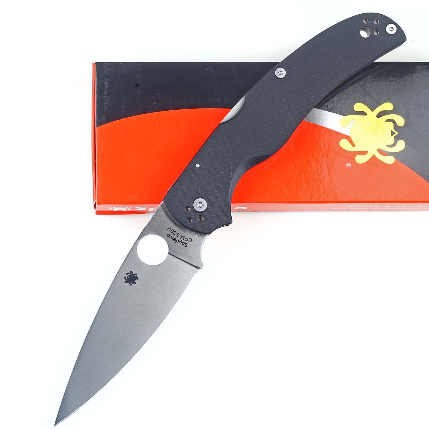 Black G10 Handle Silver Stainless Steel Spear Blade Tactical Pocket Knife Knives