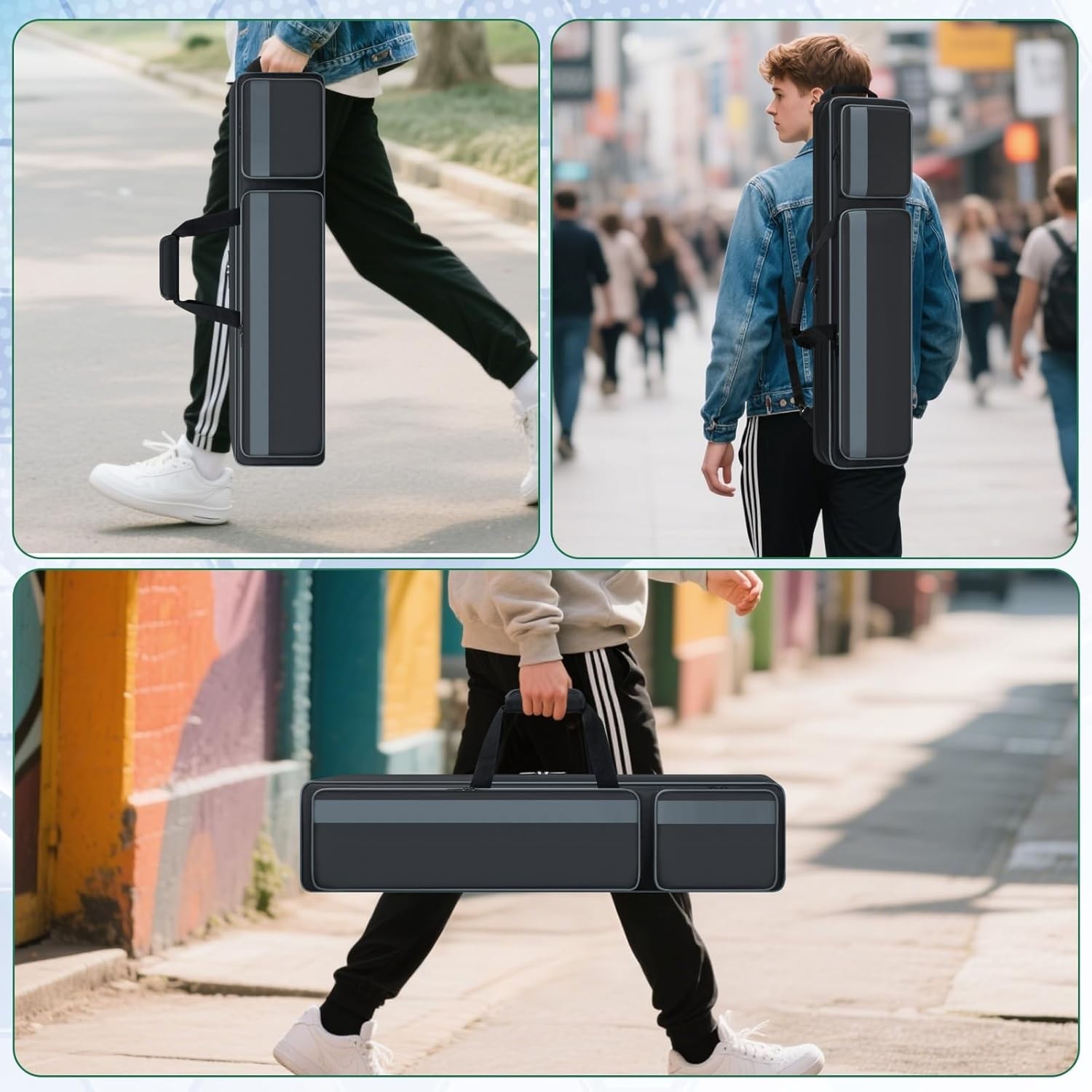 , Pool Cue Carrying Case Soft Padded Billiard Stick Bag with M