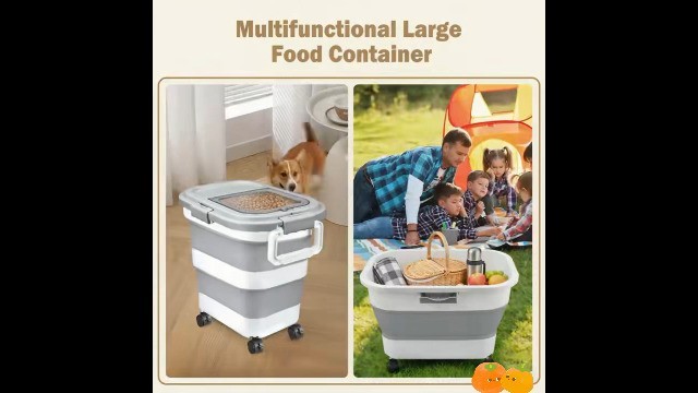 Airtight Collapsible Rice Storage Container 10-40 Lbs, Pet Food Bin with Scoop