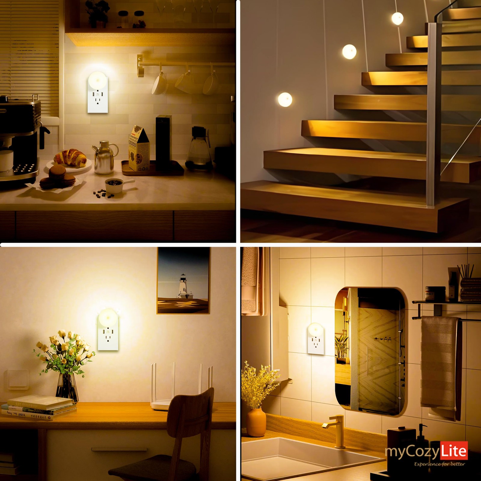Motion Sensor Night Light, 2 Pack Activated M1803, Warm White