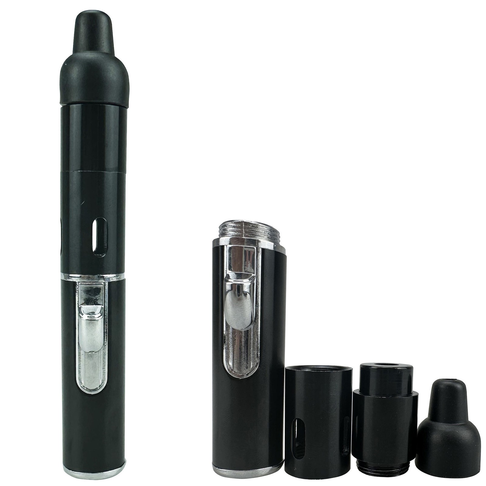 All-in-1 Pipe Windproof Click Butane Refillable Torch Lighter Click-N-Hit Black