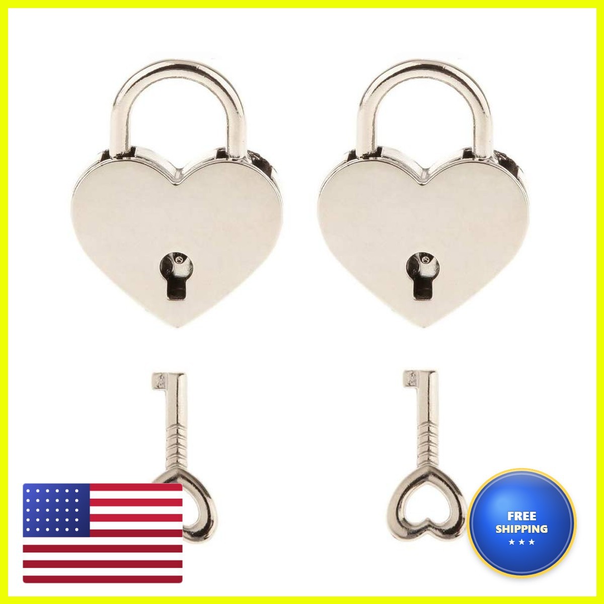 Warmtree 2 Pcs Heart Shaped Padlock with Keys