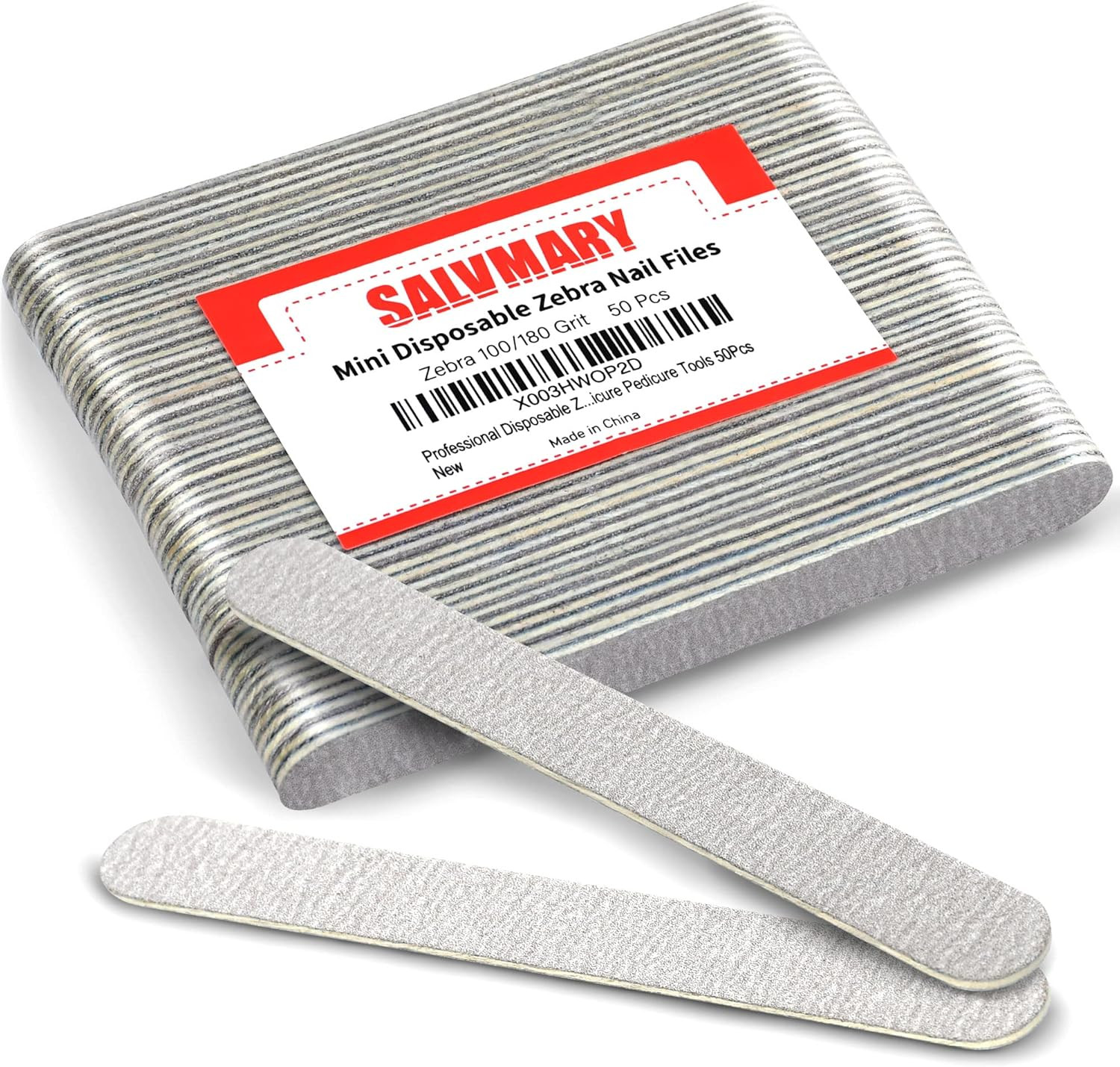 Professional Disposable Zebra Nail Files 100/180 Grit 5" Double Sided Emery Boar