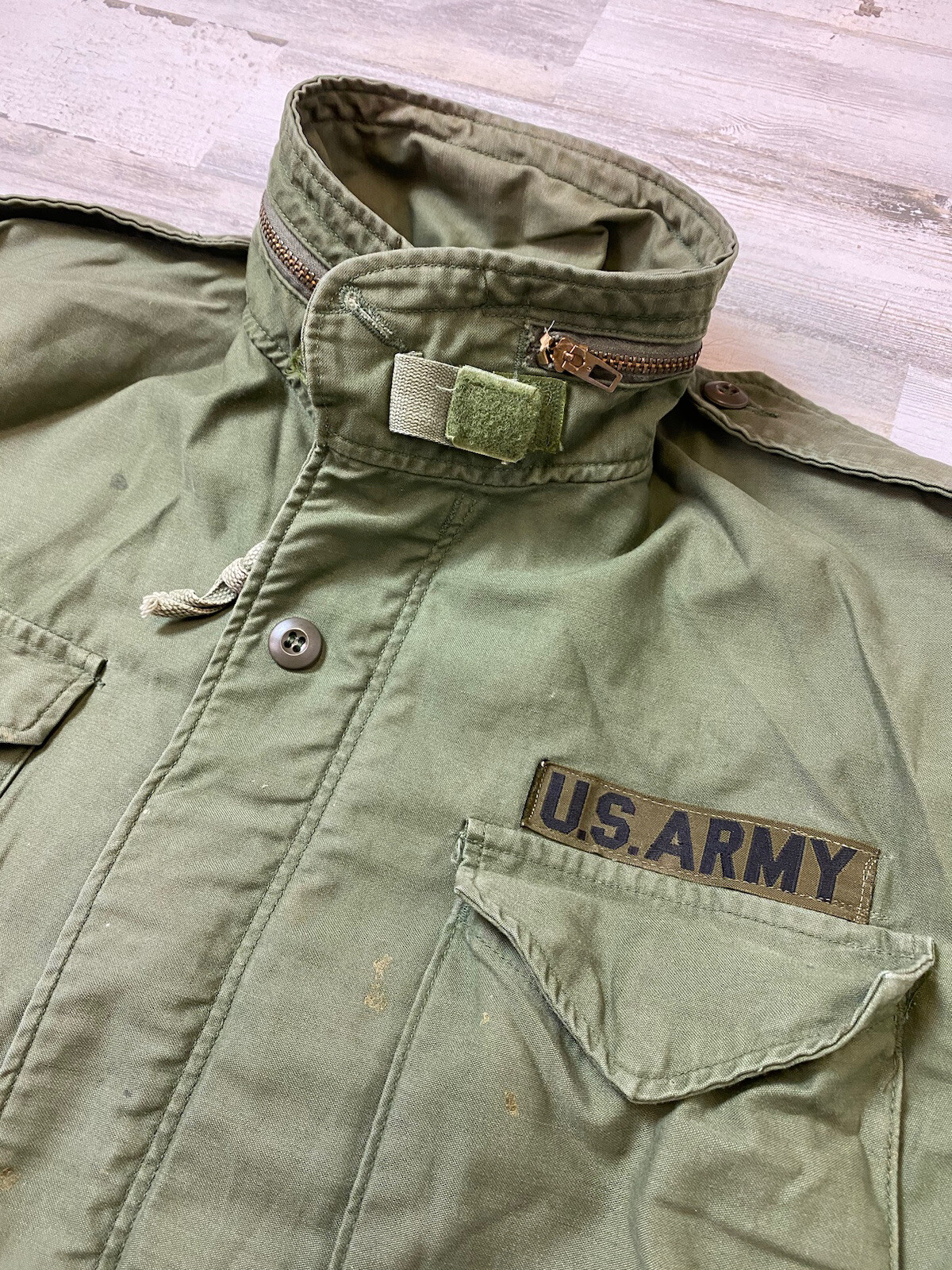 Vintage Olive Green Cold Weather Field Coat Medium Long OG-107 - Distressed Read