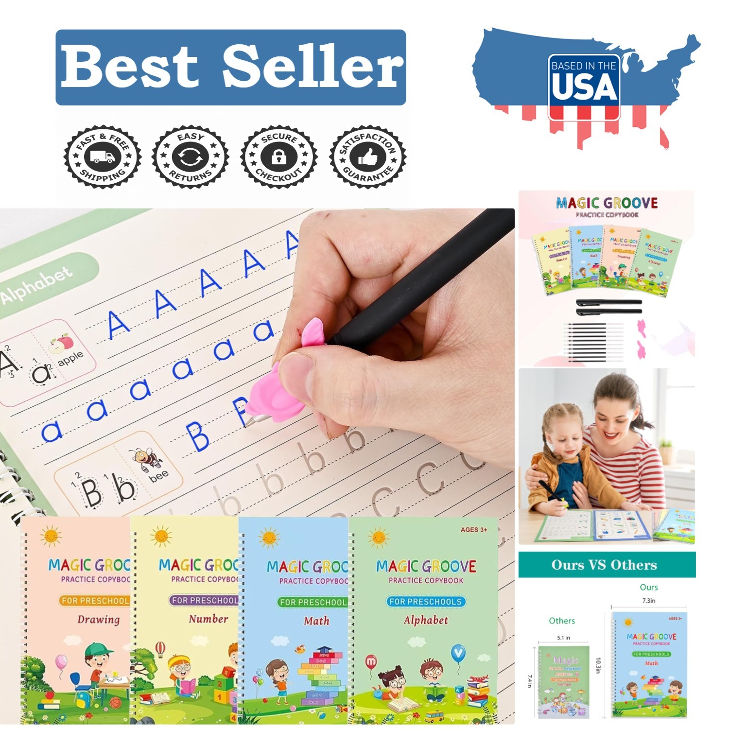 Engaging Handwriting Practice Set - Magic Grooved Workbook for Young Learners