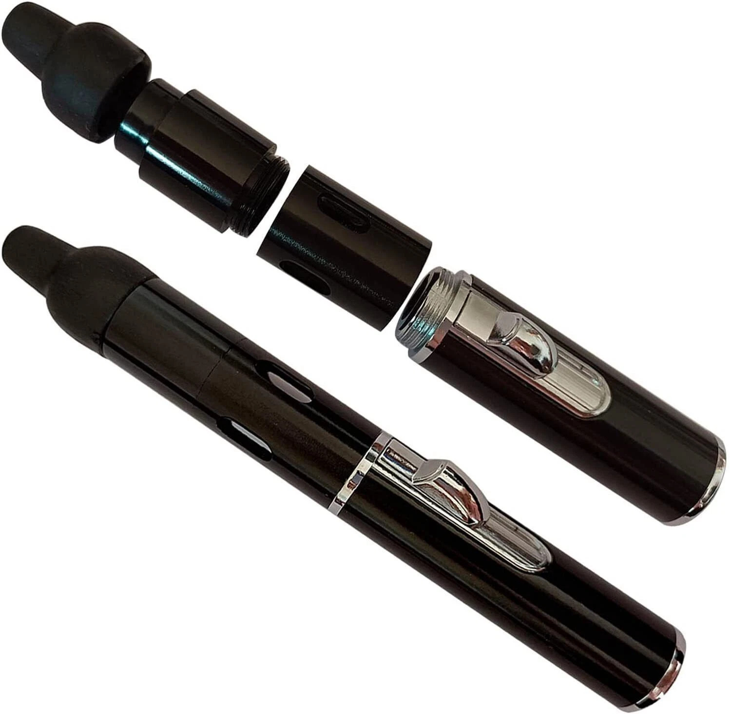 All-in-1 Pipe Windproof Click Butane Refillable Torch Lighter Click-N-Hit Black
