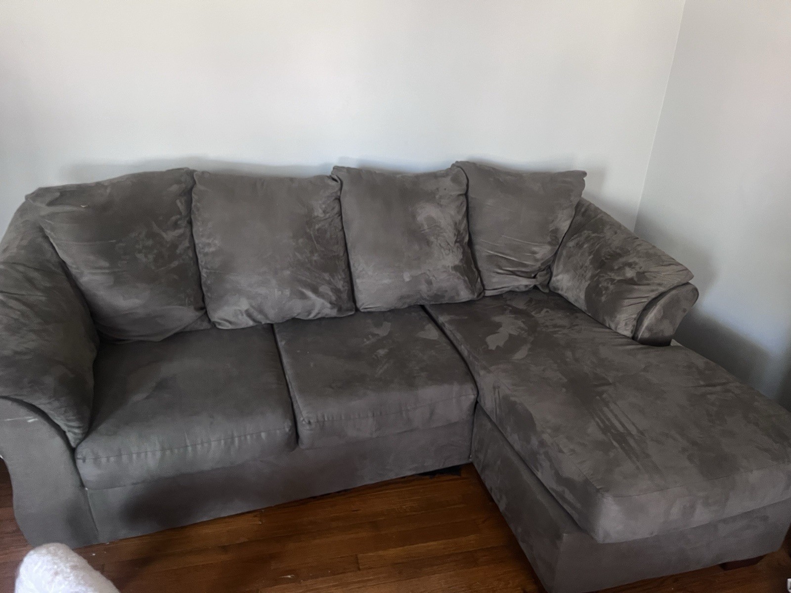 Gray Sectional Sofa with Chaise, 3-Seater, Polyester, Modern, Wood Frame
