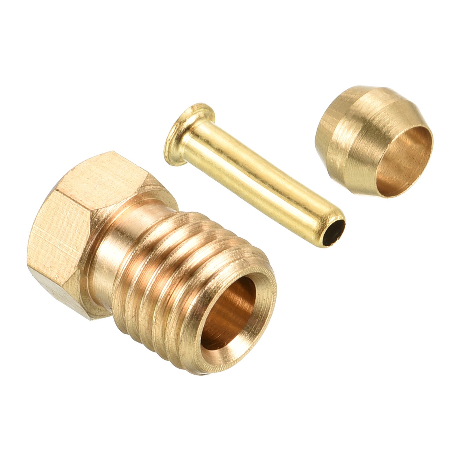 2.5mm ID 4mm OD Tube Brass Compression Kit 1 Set, Sleeve Ferrule & Insert & Nut