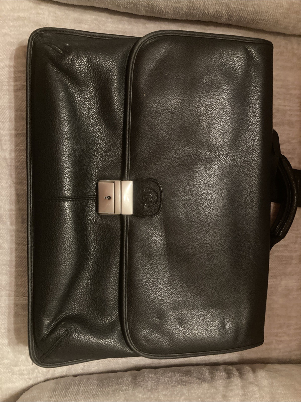 Black Leather Six Compartment Padded Laptop/Briefcase by Lion Leather Products