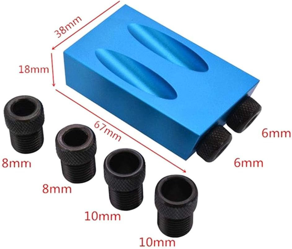14Pcs Pocket Hole Jig Kit, 15 Degree Woodworking Inclined Hole Jig with 6/8/10Mm