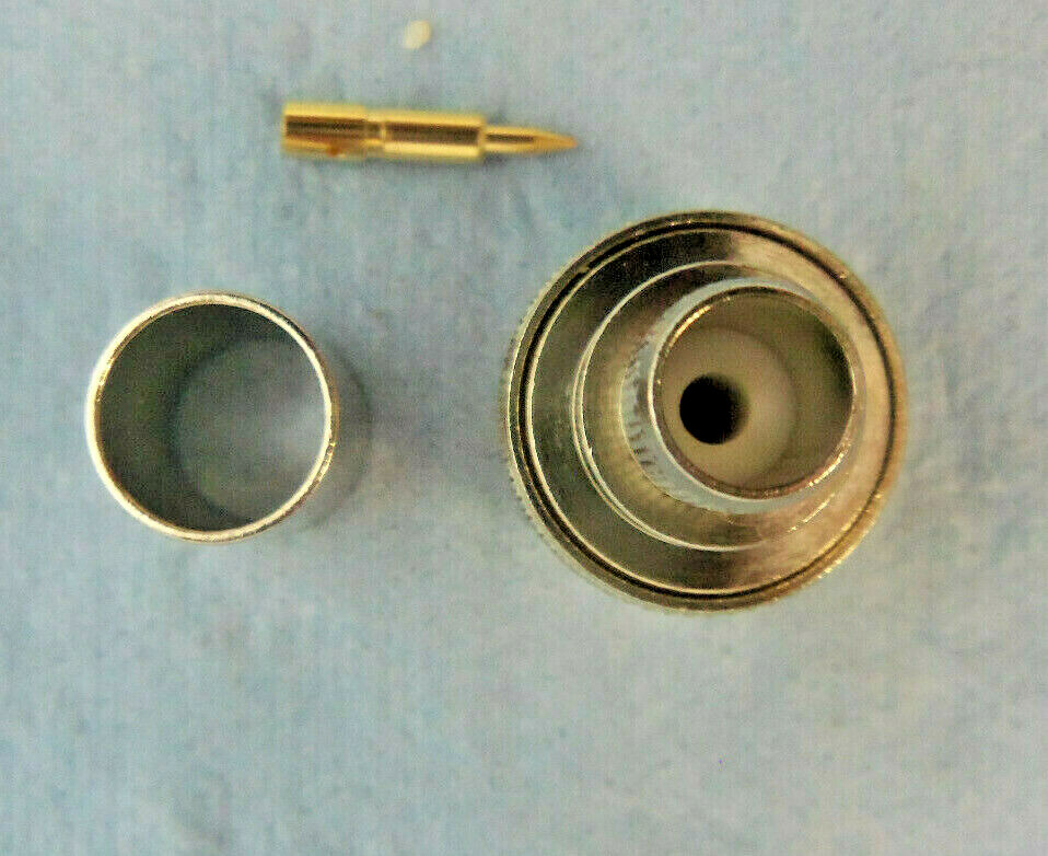 3 Pack, RG-8, "N" Crimp Connector, Nickel Brass / Teflon / Gold Pin