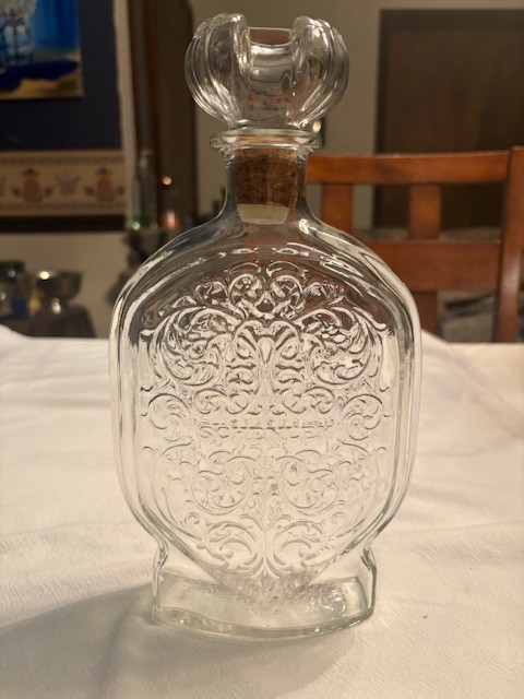 Vintage 1953 Schenley RARE Embossed Whiskey Liquor Bottle With Stopper 10 3/4"