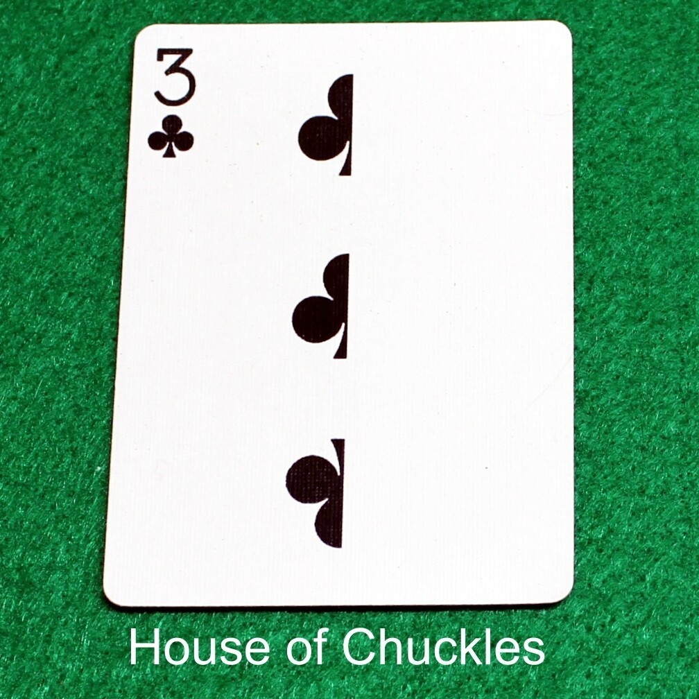3 of Clubs | Blank - Half Vertical, Bicycle Printed Gaff Card, Blue
