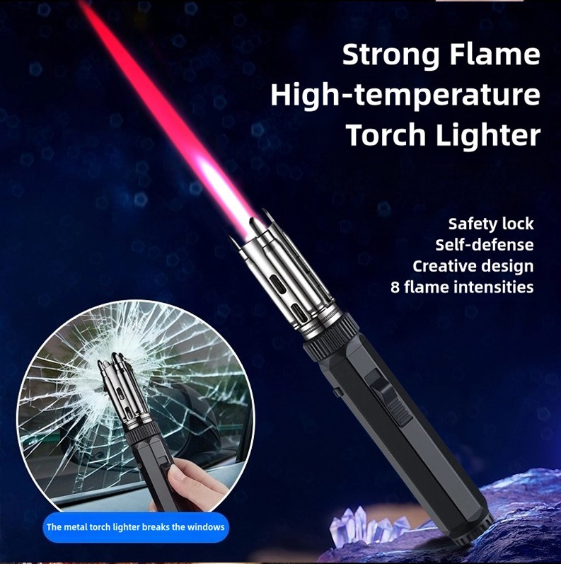 Yaesina 8.3in Refillable Torch Lighter with Safety Lock Lock (Excluding Butane)