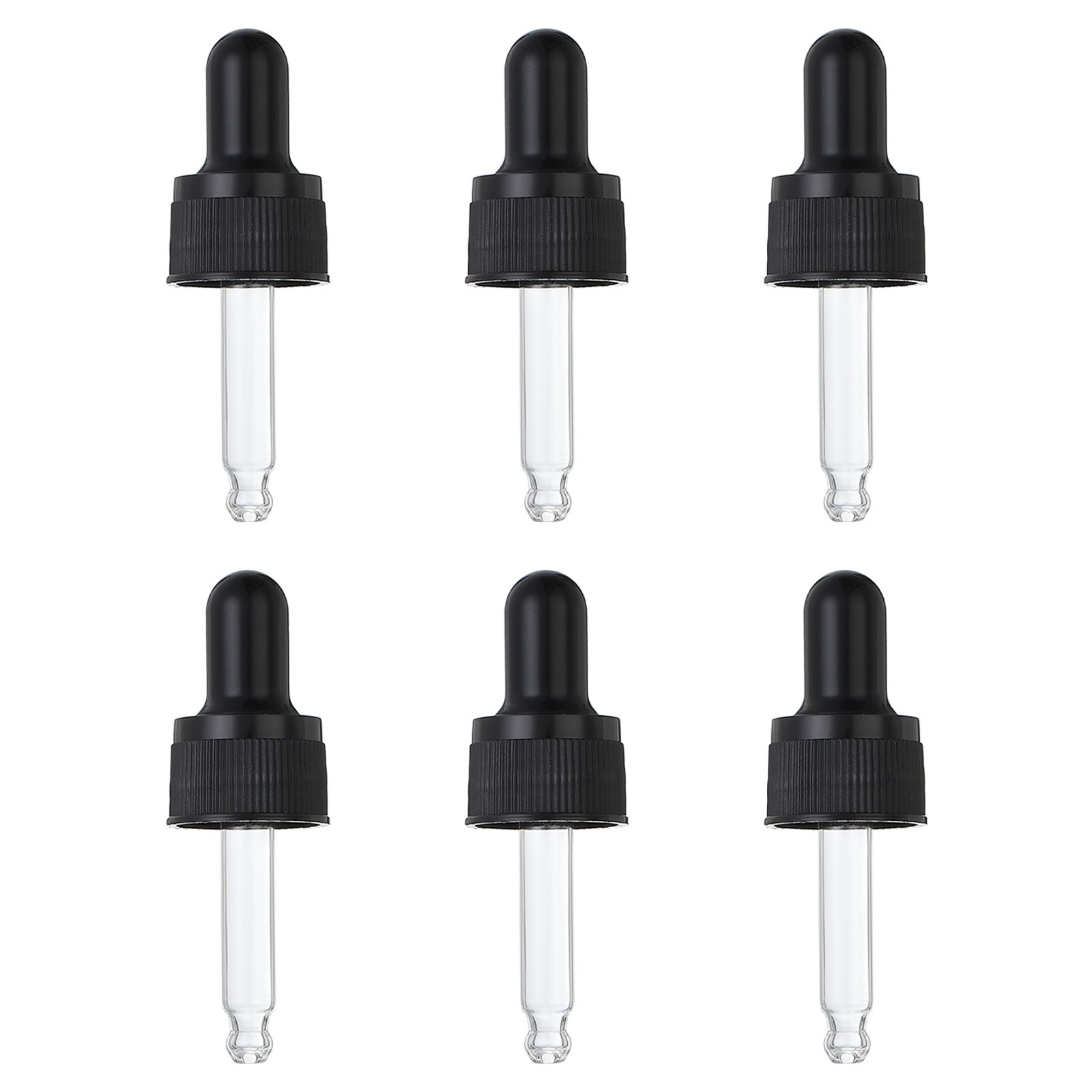 6 Pcs Plastic Glass Dropper Closure Top for 5ml(1/6oz) Bottle, Black