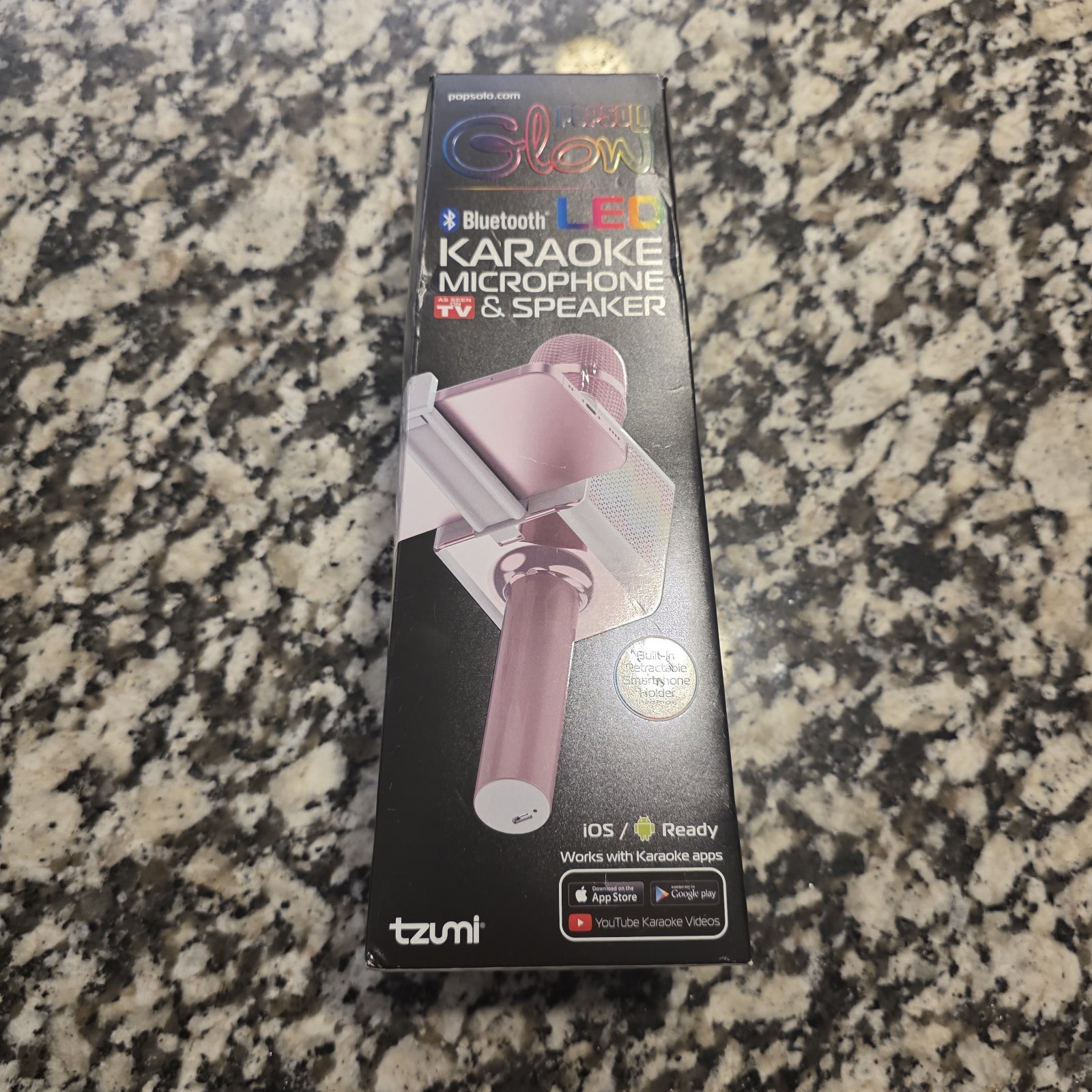 Pop Solo Glow Bluetooth LED  Karaoke 2-IN-1 Microphone & Speaker Rose Gold
