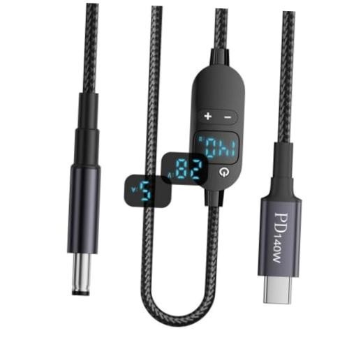 4.92FT USB C to DC 5.5x2.5mm PD140W Fast Black LED Display 140W 5.5x2.1MM