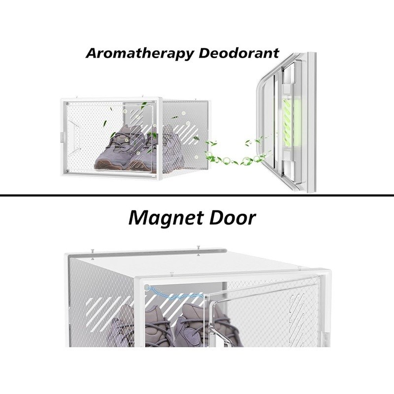 Stackable Shoe Box Magnetic Door Aromatherapy Ventilation Space Saver Storage US