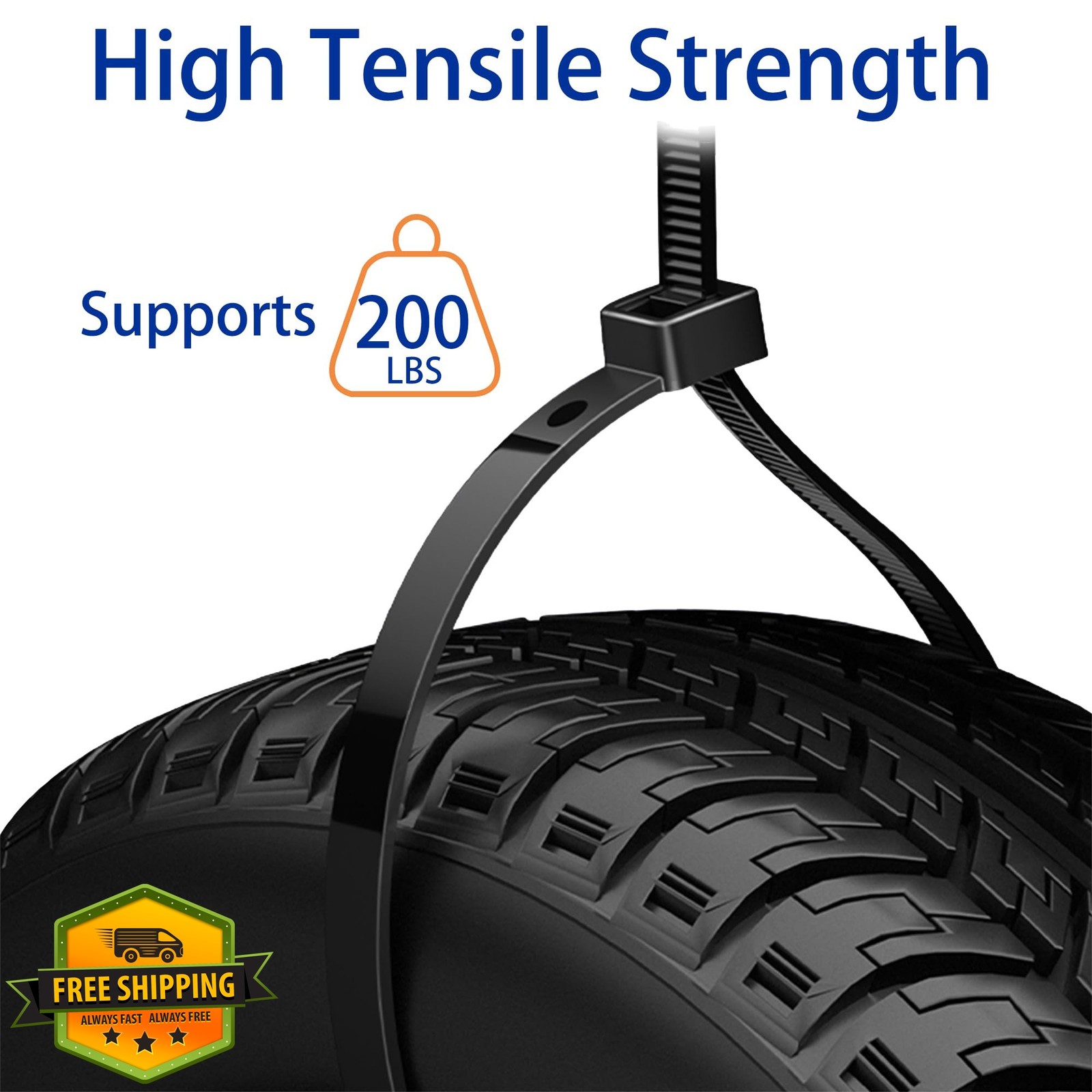 ECRABONE Zip Ties 12" Black 200 Pack