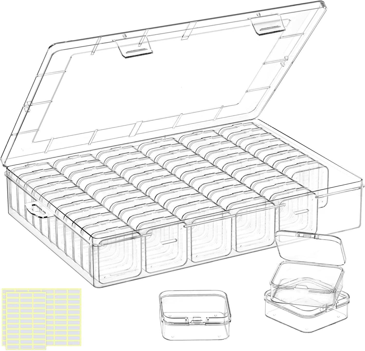Large Bead Organizer Box, 66 Pcs Small Clear Storage Containers | Mini Bead Orga