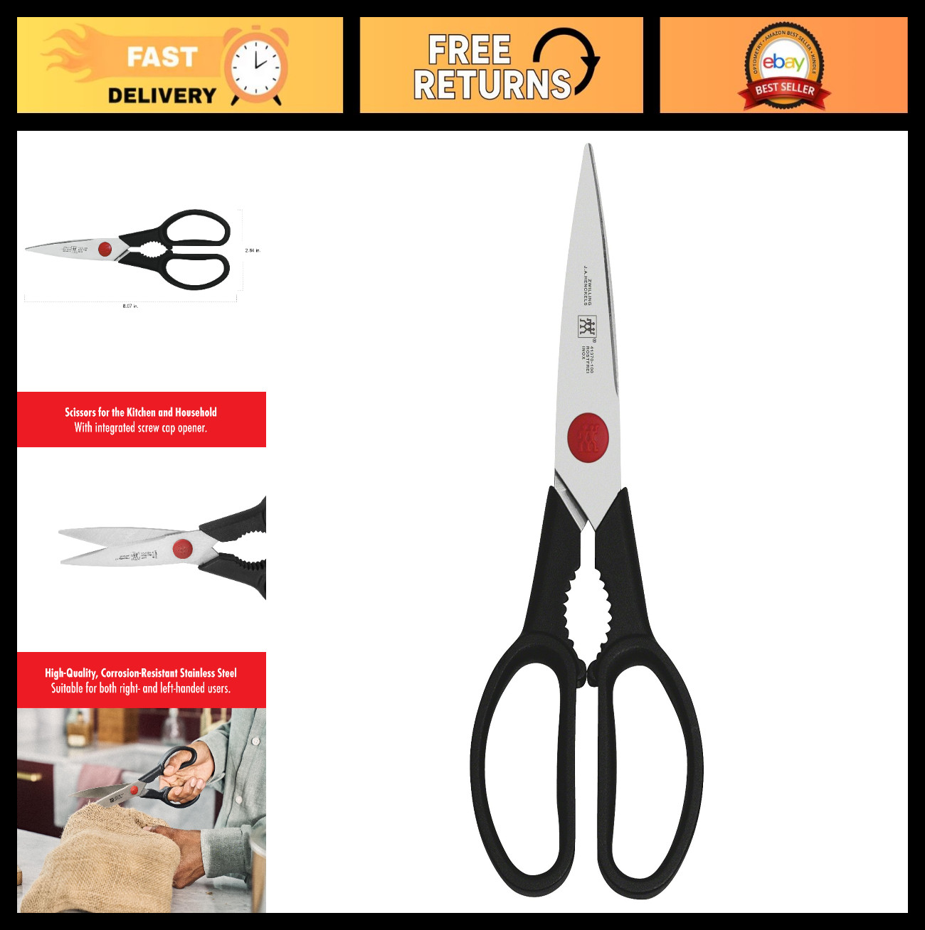 Premium Kitchen Shears - Heavy Duty, Multi-Purpose Scissors for Cooking & Food P