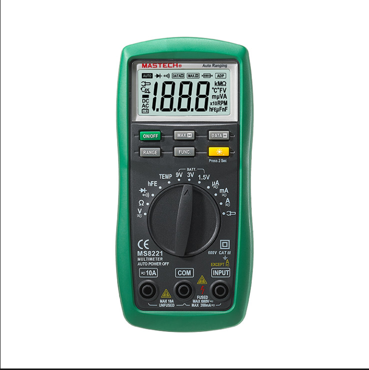 MASTECH MS8221 Digital Multimeter Manual Range AC DC Voltage Current Resistance