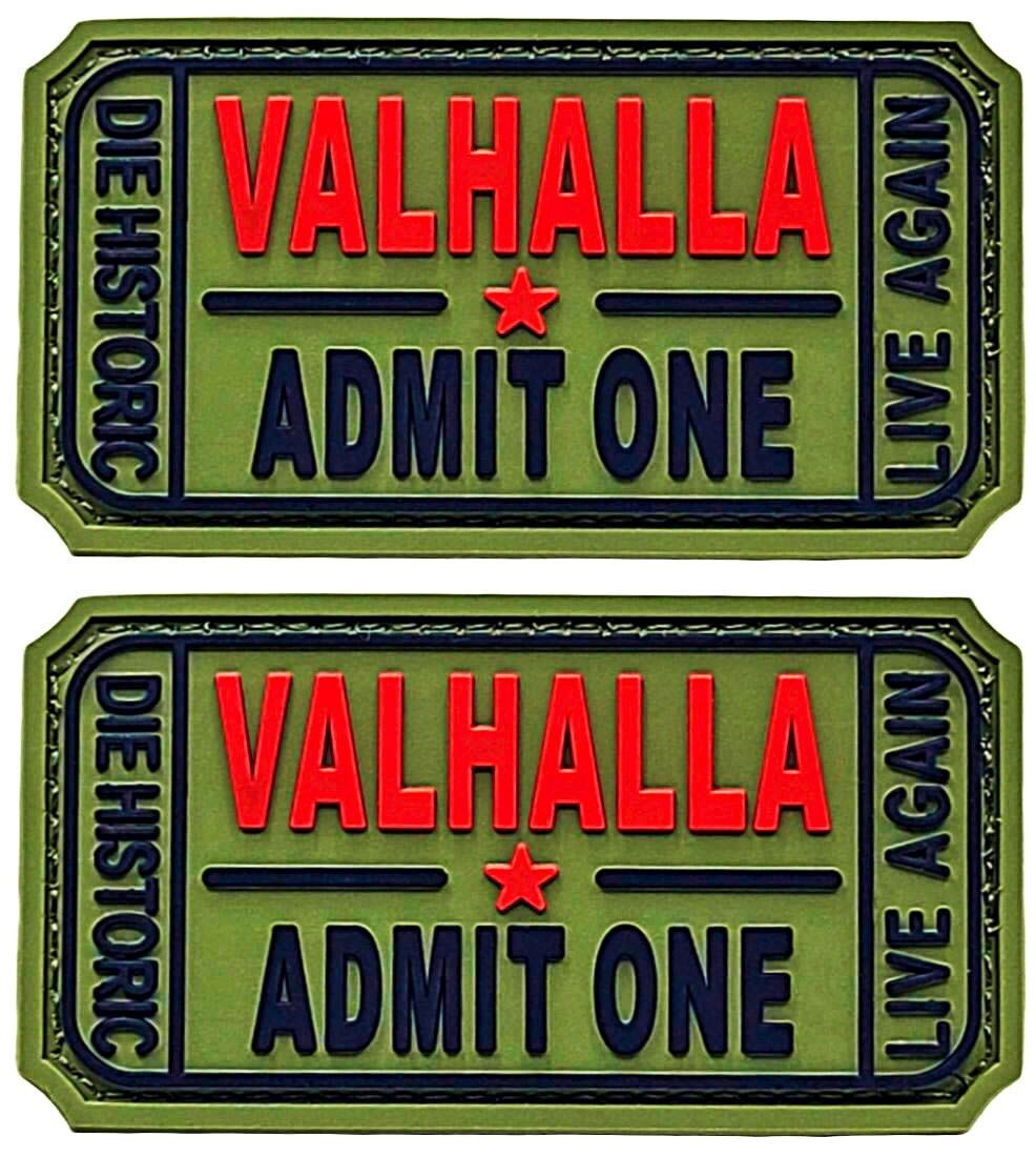 Ticket to Valhalla Admit One Vikings 3D PVC Rubber Patch |2PC  3"X1.5" PVC HOOK