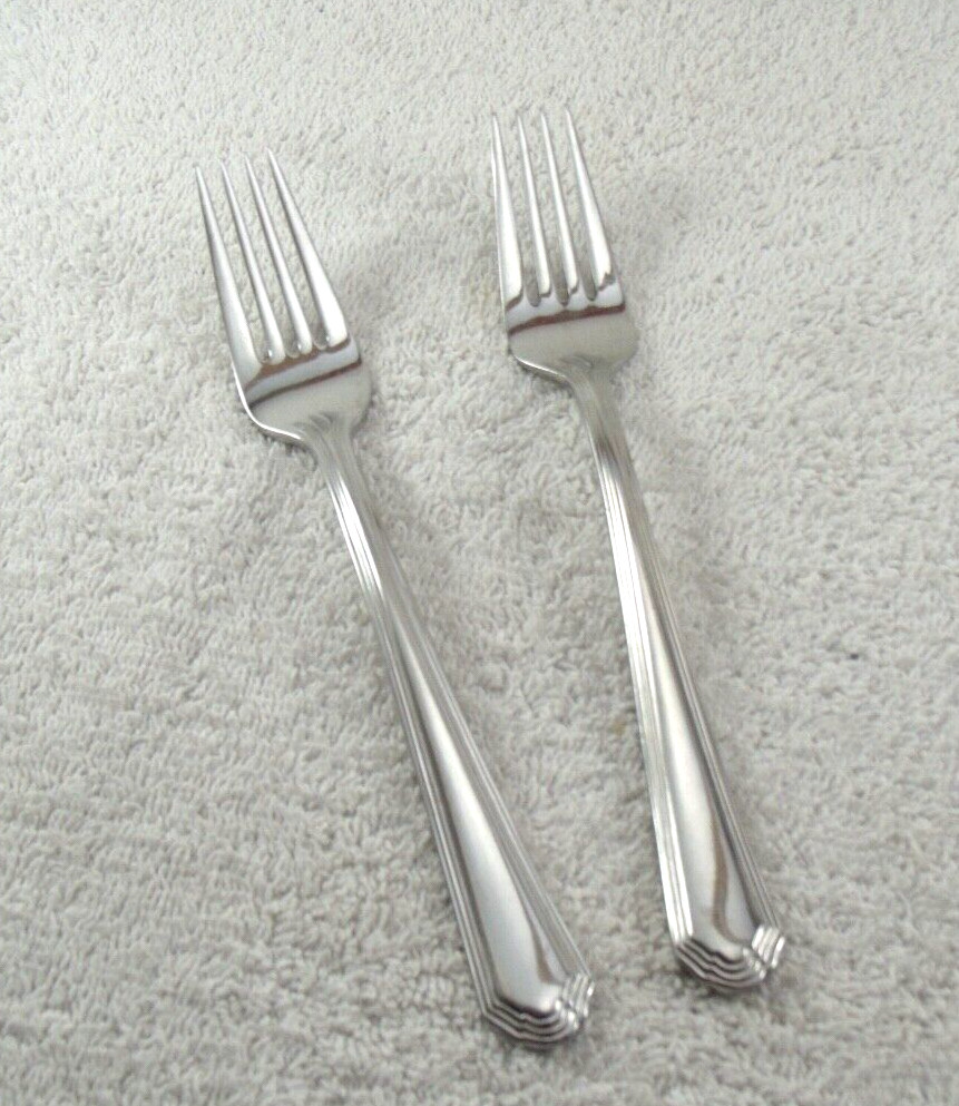 Archway Salad Fork Lot of 2 Lenox 18/10 Glossy Stainless Flatware