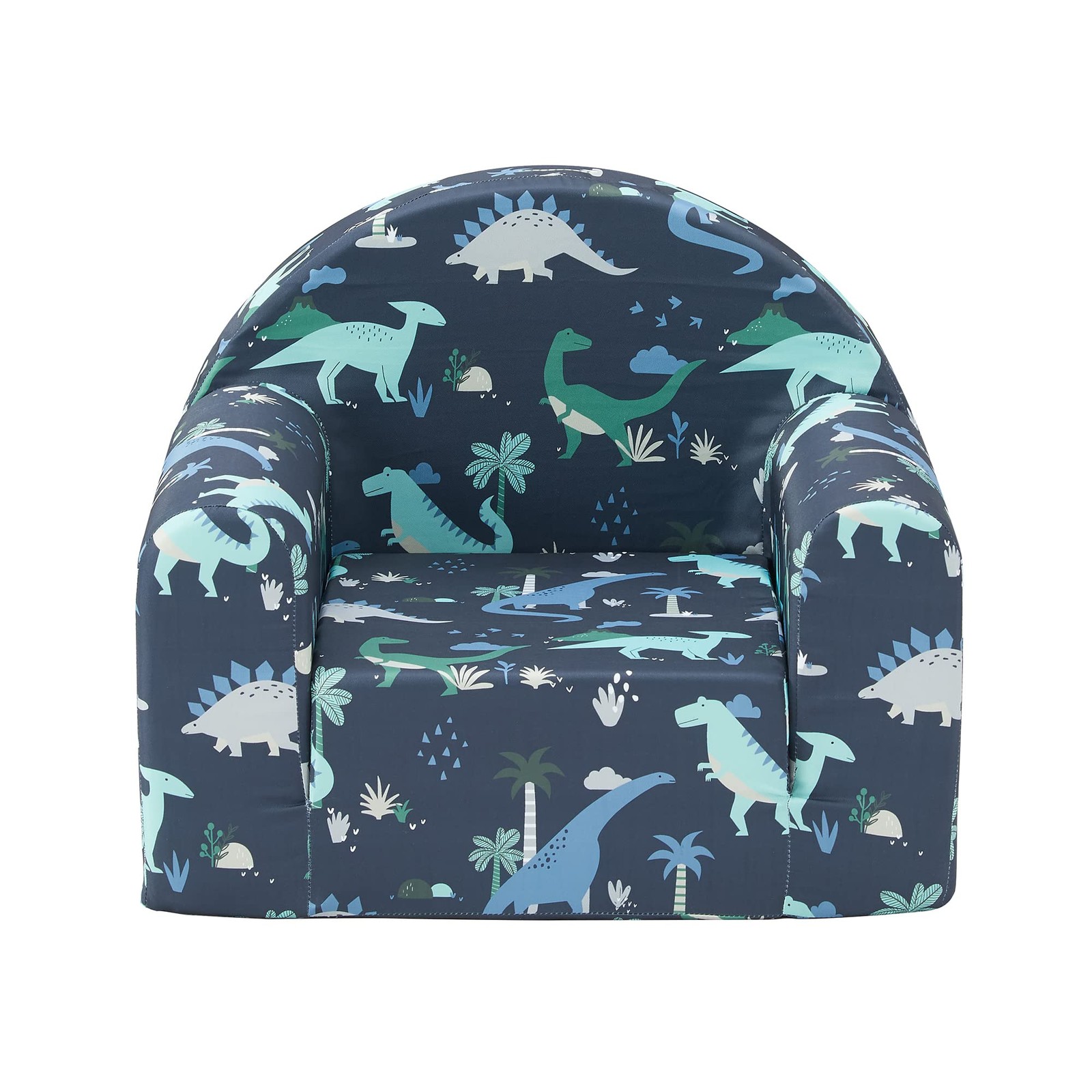 Kids Sofa Couch, 2-in-1 Flip Out Toddler Couch, Baby Lounge Chair (Navy Dinos...