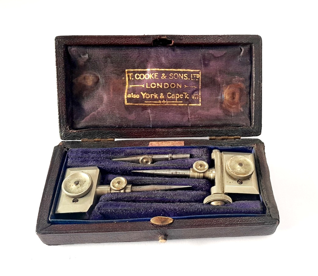 ANTIQUE BOXED T. COOKE & SONS LTD LONDON ARCHITECTS TRAMMELS FOR BEAM COMPASS