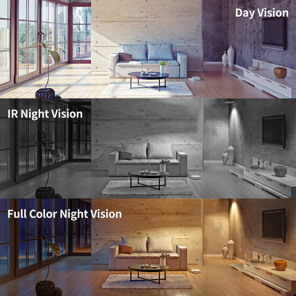 3 Lens Wireless APP WiFi Security Camera System Smart Outdoor Night Vision 2MP