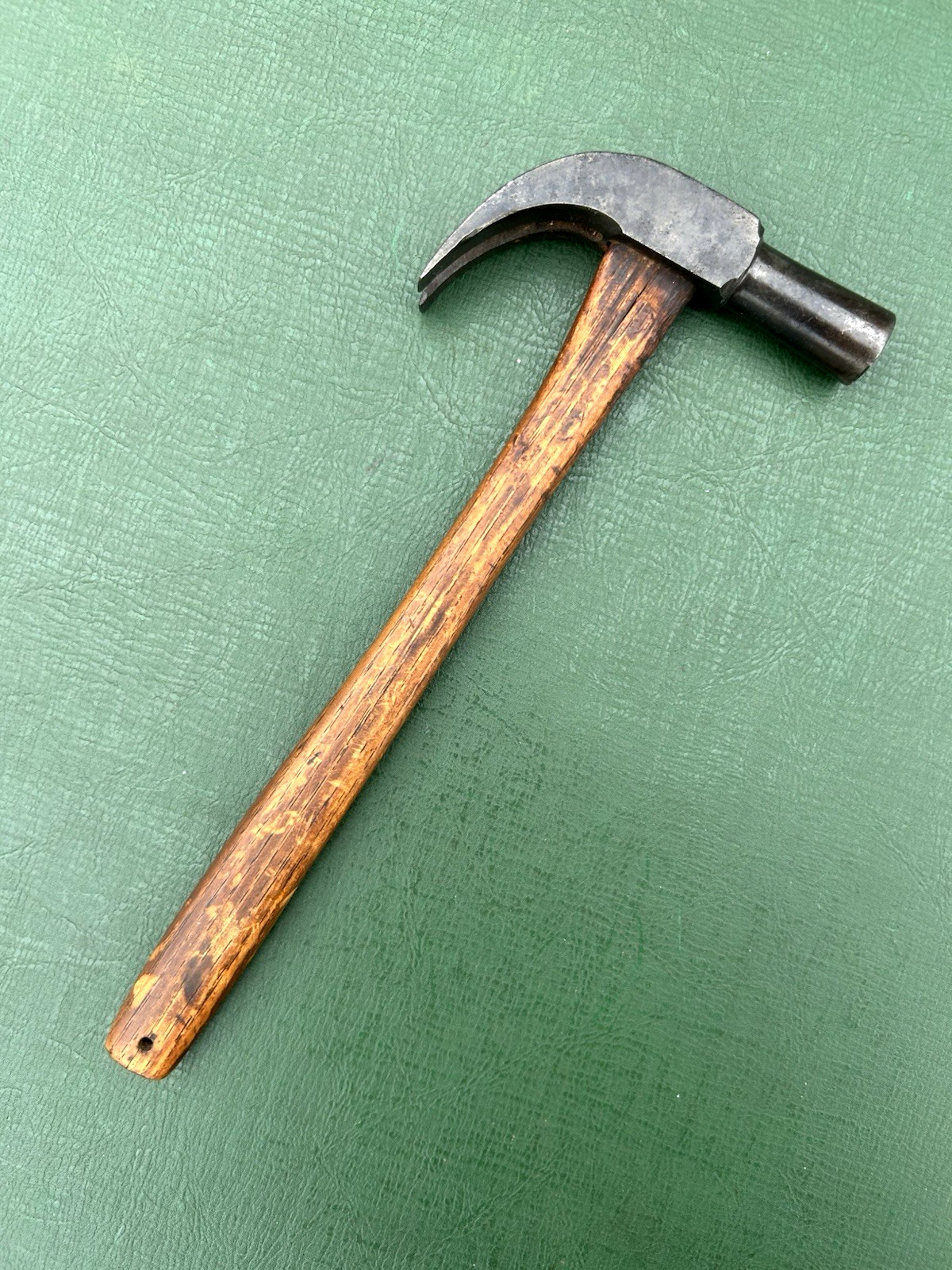 Rare Antique J M WARREN CAST STEEL Small Tack Claw Hammer 10" Handle Mid 1800's